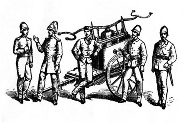 Historische Zeichnung Fuerwehr Meßstetten